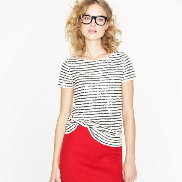 J. Crew Tops - J. Crew Sequin Striped Tee